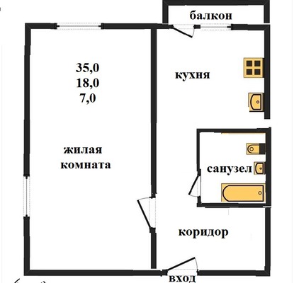 Продам однокомнатную (1-комн.) квартиру, Бородина ул, 17, Пенза г