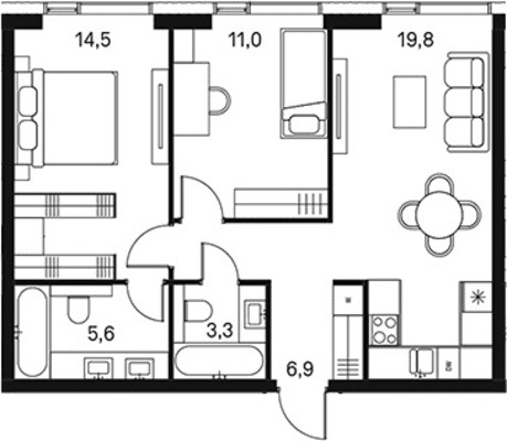 Продам двухкомнатную (2-комн.) квартиру, 3-й Красногорский проезд, 2к1, Москва г