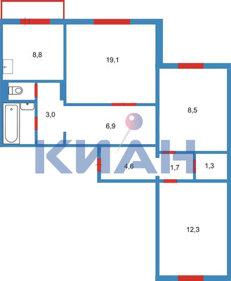 Продам трехкомнатную (3-комн.) квартиру, Ольховая ул, 10, Красноярск г