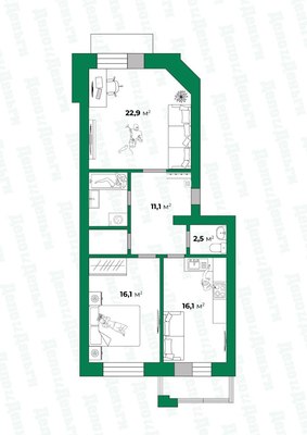 Продам двухкомнатную (2-комн.) квартиру, Казанская ул, 31, Киров г