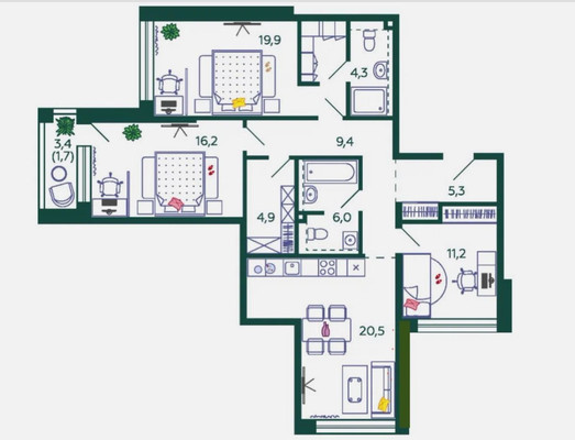 Продам трехкомнатную (3-комн.) , Марка Шагала наб, к11, Москва г