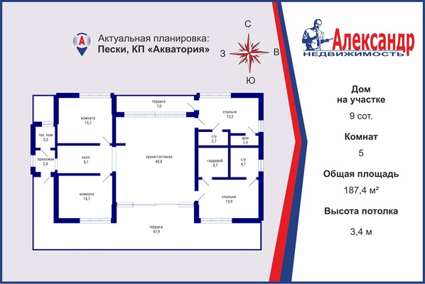 Продам дом в поселке КП Акватория, Флагманский проезд, Пески п, 60 км от города