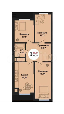 Продам трехкомнатную (3-комн.) квартиру, Береговая ул, 1к8, Новая Адыгея аул