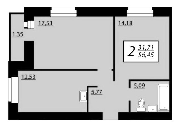 Продам двухкомнатную (2-комн.) квартиру, Петра Ломако ул, 4, Красноярск г