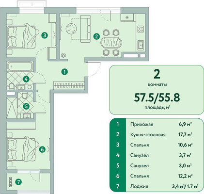Продам двухкомнатную (2-комн.) квартиру, Николая Старшинова ул, 12к2, Супсех с