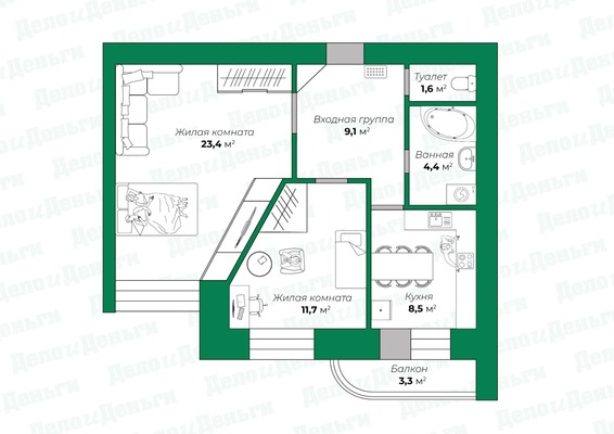 Продам двухкомнатную (2-комн.) квартиру, Маклина ул, 36, Киров г