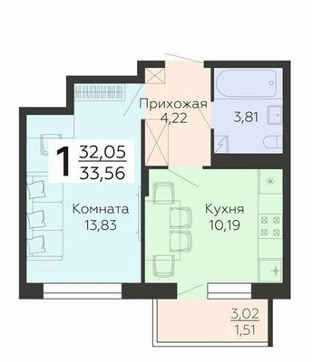 Продам однокомнатную (1-комн.) квартиру, Покровская ул, 19, Воронеж г