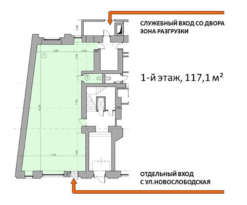 Сдам коммерческое помещение 117,1 м2, Новослободская ул, 26, Москва г