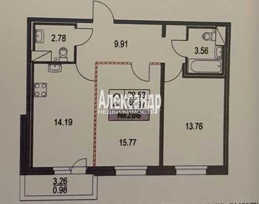 Продам двухкомнатную (2-комн.) квартиру, Коломяжский пр-кт, 13к3, Санкт-Петербург г
