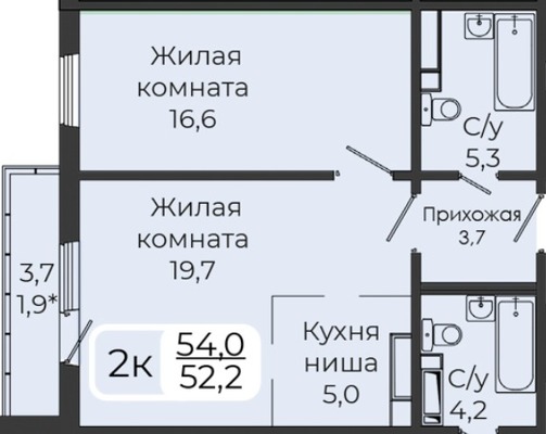 Продам двухкомнатную (2-комн.) квартиру (долевое), Славы ул, Красноярск г