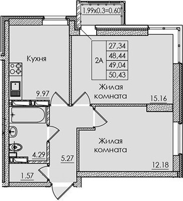 Продам двухкомнатную (2-комн.) , Сиверса пр-кт, 330, Ростов-на-Дону г