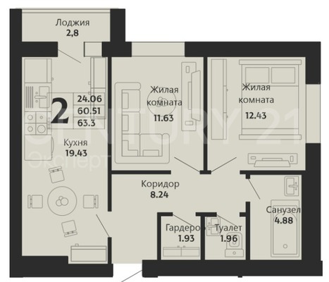 Продам двухкомнатную (2-комн.) квартиру, Закатная ул, 29 1, Калининград г