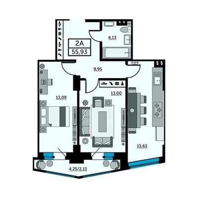 Продам двухкомнатную (2-комн.) квартиру, Красноармейская ул, 157В/83, Ростов-на-Дону г