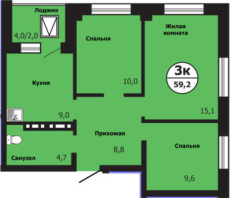 Продам трехкомнатную (3-комн.) квартиру, Лесников ул, 51, Красноярск г