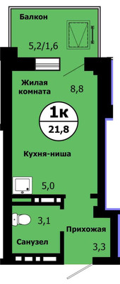 Продам однокомнатную (1-комн.) квартиру, Лесников ул, 51, Красноярск г