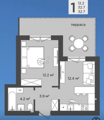 Продам однокомнатную (1-комн.) квартиру, Южное полукольцо ул, 4, Прибрежное п