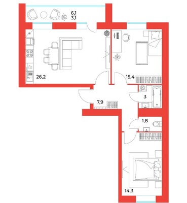 Продам трехкомнатную (3-комн.) квартиру, Бутузова ул, 3к1, Пенза г
