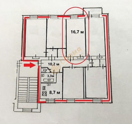 Продам комнату в 5-комн. квартире, Пархоменко пр-кт, 10, Санкт-Петербург г