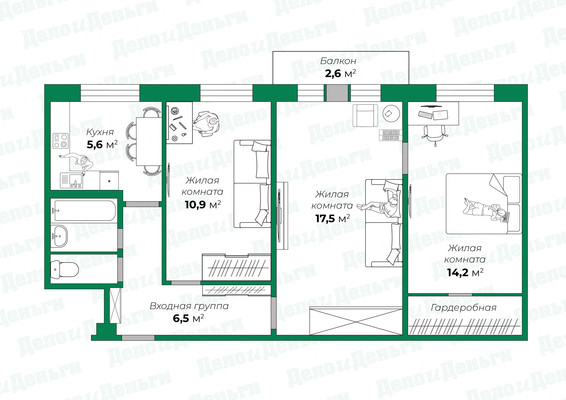 Продам трехкомнатную (3-комн.) квартиру, Пугачева ул, 14Б, Киров г