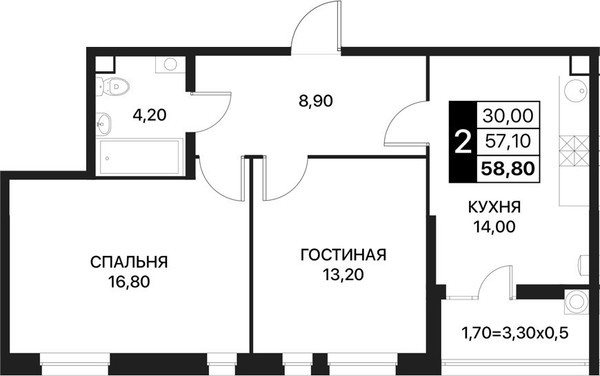 Продам двухкомнатную (2-комн.) квартиру, Вересаева ул, 102, Ростов-на-Дону г