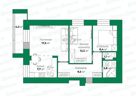 Продам трехкомнатную (3-комн.) квартиру, Физкультурников ул, 2, Киров г