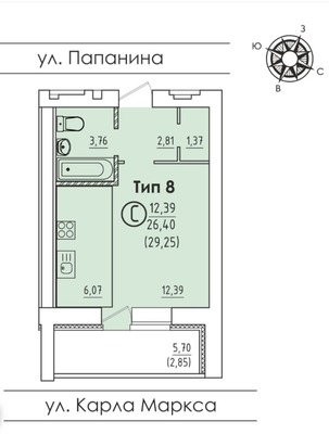 Продам однокомнатную (1-комн.) квартиру, Папанина ул, 1/1, Сыктывкар г