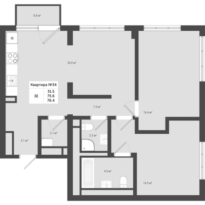 Продам трехкомнатную (3-комн.) , Лесная ул, 1к1, Яковлево д