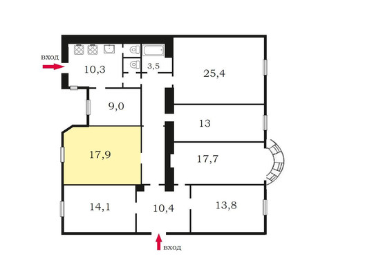 Продам комнату в 6-комн. квартире, 12-я Красноармейская ул, 1/21, Санкт-Петербург г