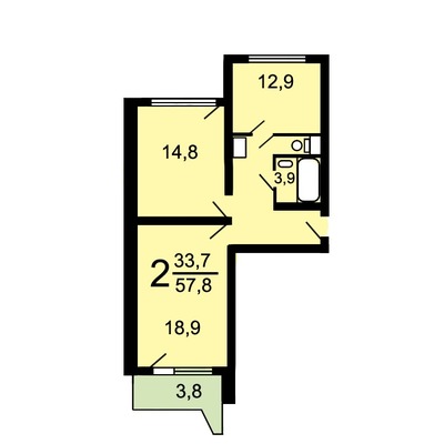 Продам двухкомнатную (2-комн.) квартиру, Борисовские Пруды ул, 38, Москва г