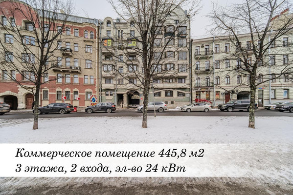 Продам коммерческое помещение 445,8 м2, Реки Карповки наб, 23, Санкт-Петербург г