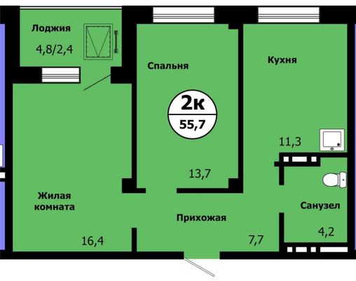 Продам двухкомнатную (2-комн.) квартиру, Лесников ул, 49, Красноярск г