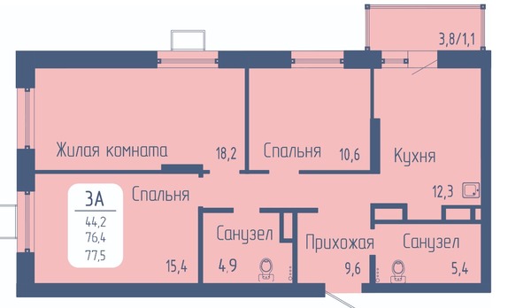Продам трехкомнатную (3-комн.) квартиру, Свободный пр-кт, 66кР, Красноярск г