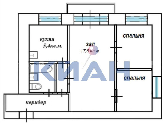 Продам двухкомнатную (2-комн.) квартиру, 60 лет Октября ул, 60, Красноярск г