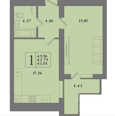 Продам однокомнатную (1-комн.) квартиру, Крейсерская ул, 13к1, Калининград г