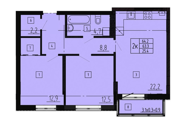 Продам двухкомнатную (2-комн.) квартиру (долевое), Подполковника Емельянова ул, 242, Калининград г