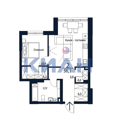 Продам двухкомнатную (2-комн.) квартиру, Петра Подзолкова ул, 15Б, Красноярск г