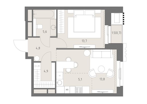 Продам двухкомнатную (2-комн.) квартиру (долевое), Верейская ул, 12, Москва г