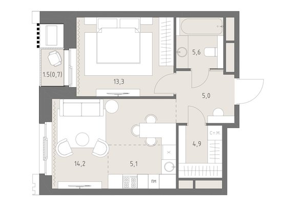 Продам двухкомнатную (2-комн.) квартиру (долевое), Верейская ул, 12, Москва г