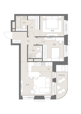 Продам трехкомнатную (3-комн.) квартиру (долевое), Верейская ул, 12, Москва г