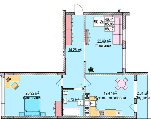Продам двухкомнатную (2-комн.) квартиру, Гагарина ул, 87, Зеленоградск г