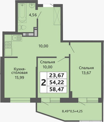 Продам двухкомнатную (2-комн.) квартиру, Степная ул, 1к1, Краснодар г