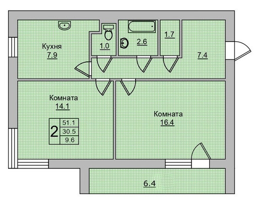 Продам двухкомнатную (2-комн.) квартиру, Северный массив мкр, 10, Батайск г
