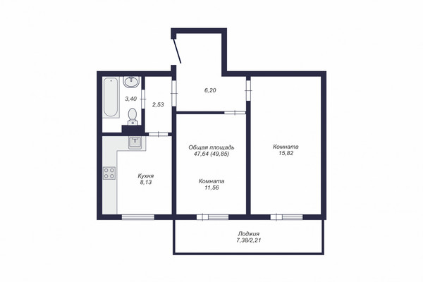 Продам двухкомнатную (2-комн.) , Краснопольский пр-кт, 24, Челябинск г