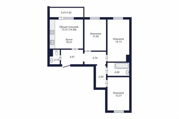 Продам трехкомнатную (3-комн.) , Краснопольский пр-кт, 24, Челябинск г