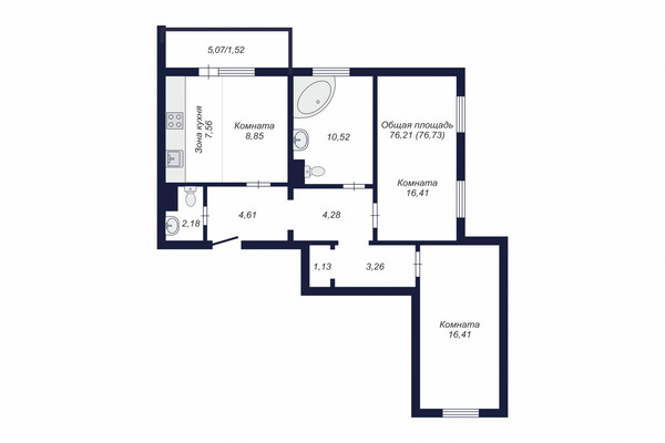 Продам трехкомнатную (3-комн.) , Краснопольский пр-кт, 24, Челябинск г
