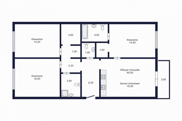 Продам трехкомнатную (3-комн.) , Комсомольский пр-кт, 145, Челябинск г