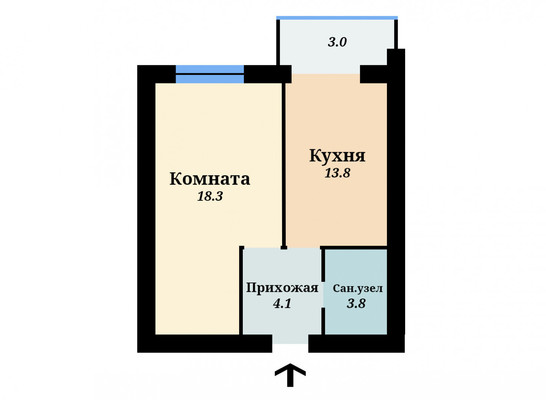 Продам однокомнатную (1-комн.) квартиру, Кореновская ул, 21, Краснодар г