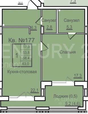 Продам однокомнатную (1-комн.) квартиру, Молодой гвардии ул, 34 3, Калининград г