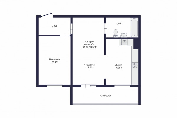Продам двухкомнатную (2-комн.) , Краснопольский пр-кт, 30, Челябинск г