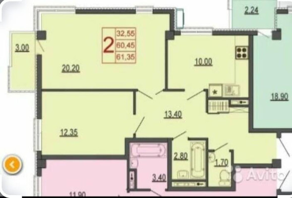 Продам двухкомнатную (2-комн.) квартиру, Венецианская ул, 8, Краснодар г